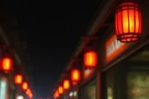雨夜街道上驶过的末班电车与霓虹倒影